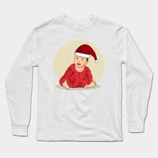 Cute baby wearing Santa claus clothes Long Sleeve T-Shirt